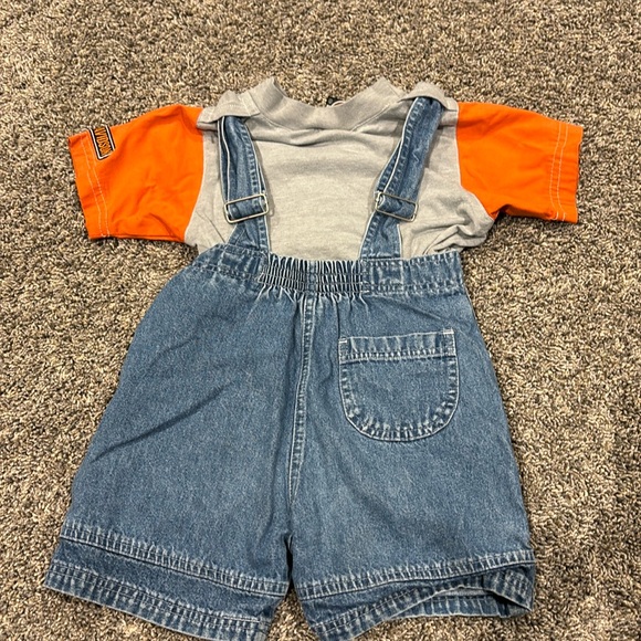 Harley-Davidson Kids Denim Overalls with Orange Tee - Picture 2 of 6